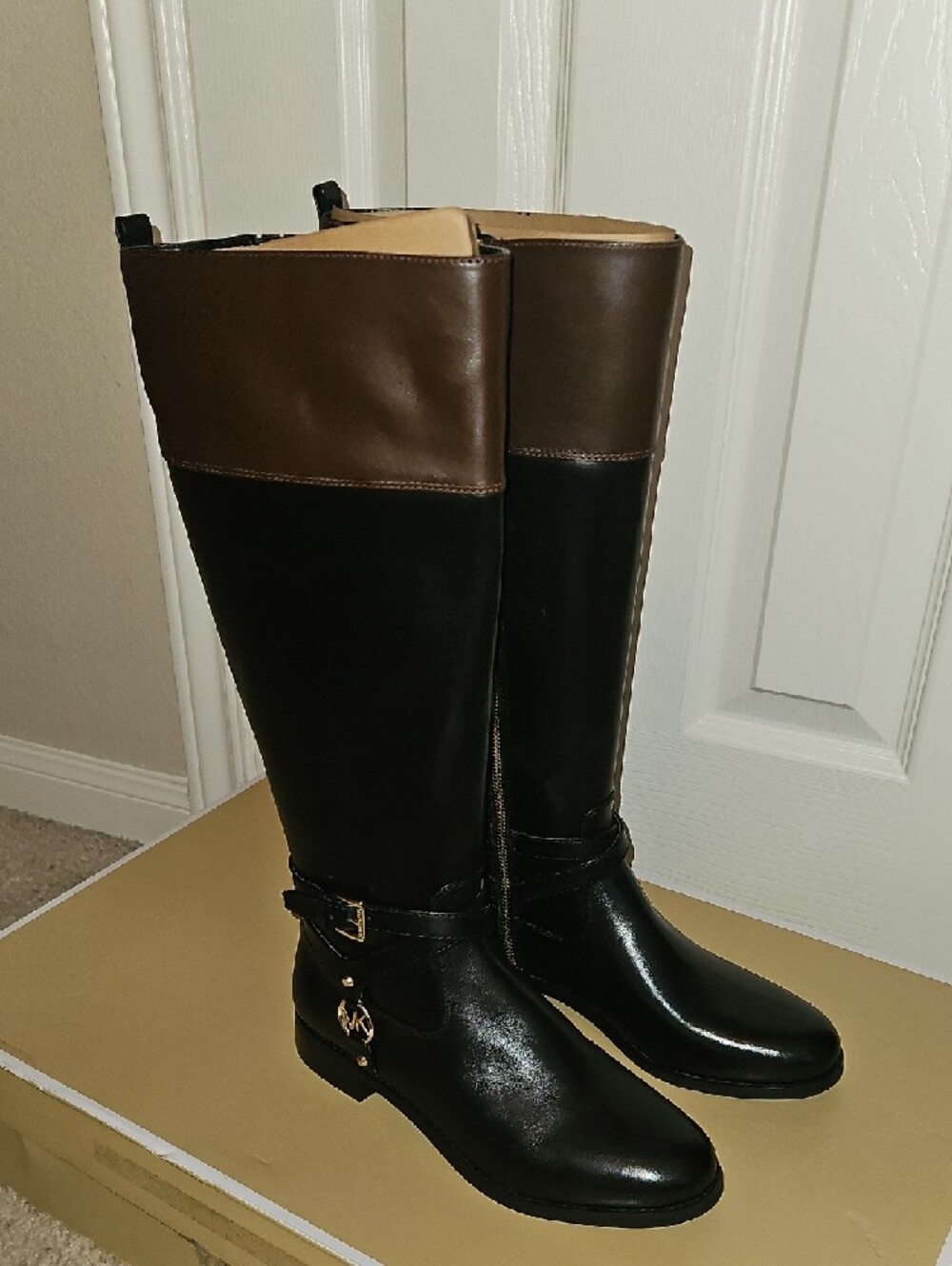 Michael Kors Black & Brown Over-the-Knee Riding Boots - Picture 5 of 6